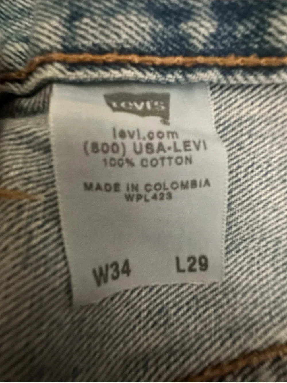 Levi's 501-0193 Straight Leg Button Fly Denim Jeans - Faded Blue 34/29